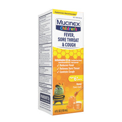 Children's Fever, Sore Throat & Cough Liquid, Honey Flavor