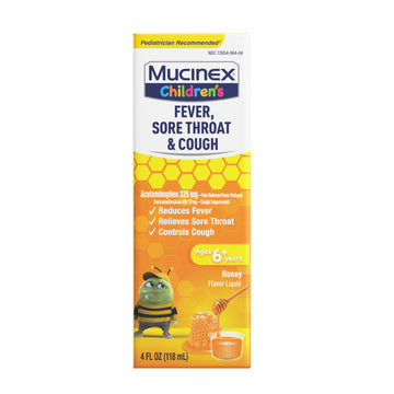 Children's Fever, Sore Throat & Cough Liquid, Honey Flavor