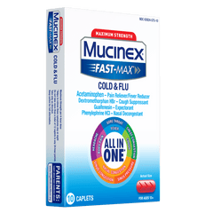 Mucinex Fast Max Cold Flu 10ct front left corner view