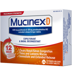 MUCINEX D – Max Strength 24 Tablets front right corner view