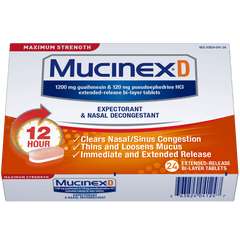 MUCINEX D – Max Strength 24 Tablets front bottom corner view