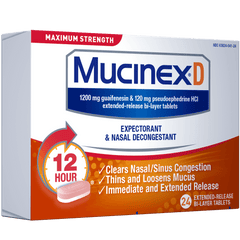 MUCINEX D – Max Strength 24 Tablets front left corner view