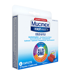Mucinex Fast Max Cold Flu 4ct front left corner view