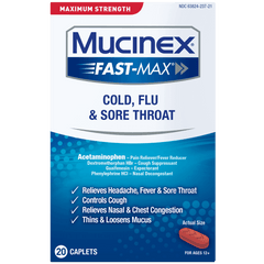Maximum Strength Mucinex® Fast-Max® Cold, Flu & Sore Throat Caplets - Front