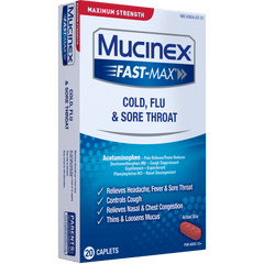 Maximum Strength Mucinex® Fast-Max® Cold, Flu & Sore Throat Caplets - Left