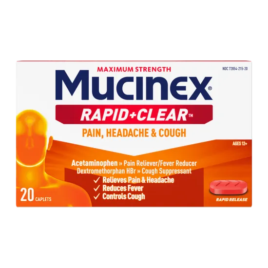 Mucinex® Rapid Clear® Pain, Headache and Cough Caplets
