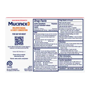 Maximum Strength Mucinex® Drug facts
