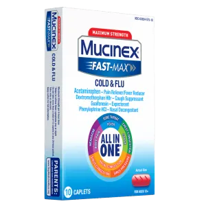 Maximum Strength Mucinex® Fast-Max® Cold & Flu Caplets [ackshot leftside