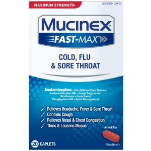 Maximum Strength Mucinex® Fast-Max® Cold, Flu & Sore Throat Caplets